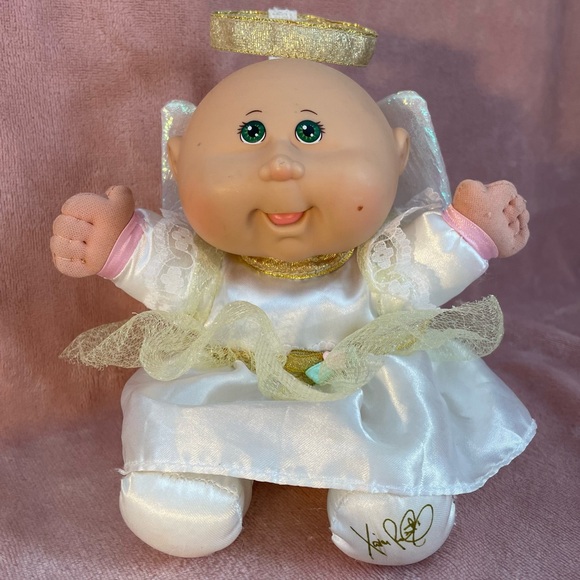 Cabbage Patch Kid Baby Doll Angel Wings & Halo Satin Lace Floral Collectible - Picture 1 of 13